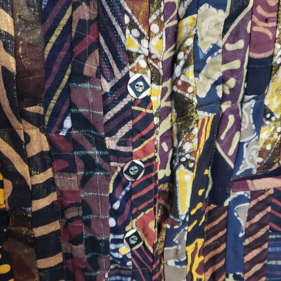 NADYA Art to Wear Reversible Patchwork Batik Vest M-L Whimsical. One Of A Kind - Picture 10 of 15